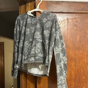 Gray Palm Tree Print Hoodie